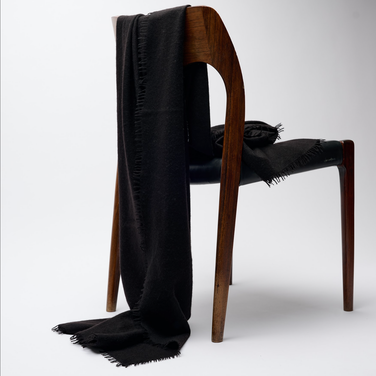 Handwoven Fine Felted Cashmere Shawl - Black
