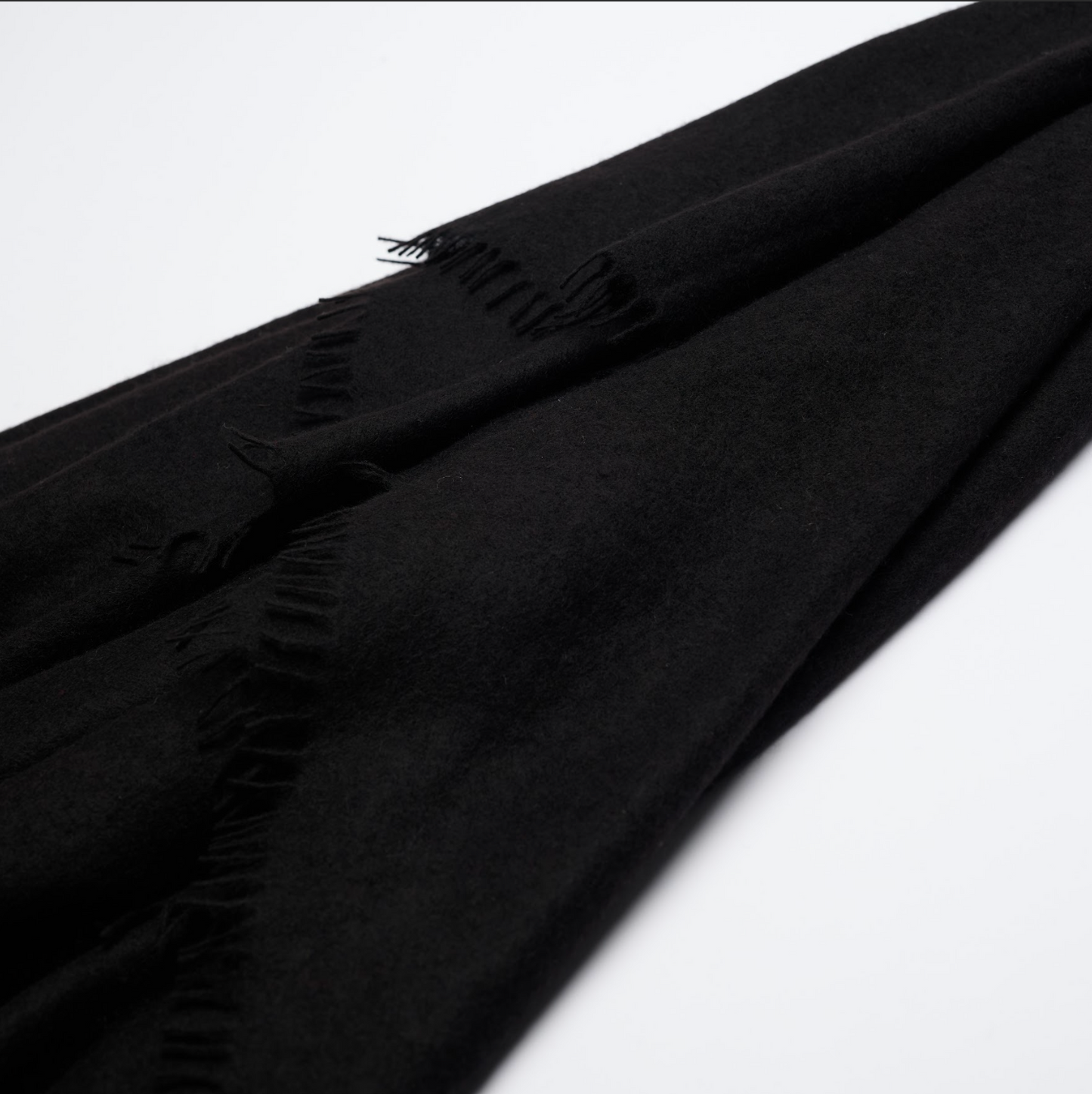 Handwoven Fine Felted Cashmere Shawl - Black