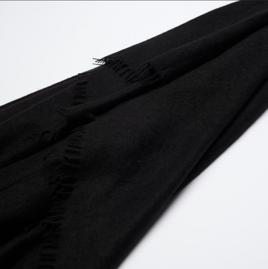 Handwoven Fine Felted Cashmere Shawl - Black
