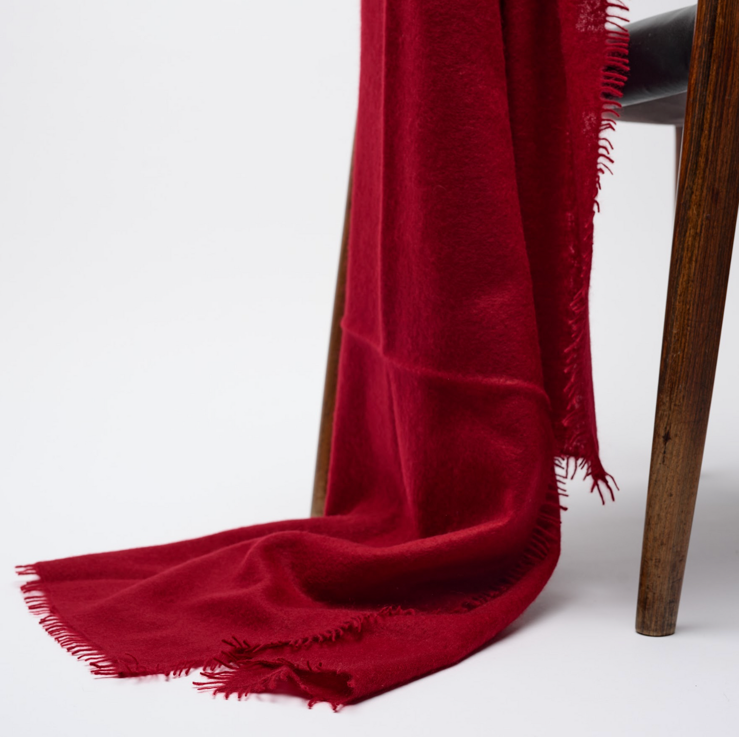 Handwoven Fine Felted Cashmere Shawl - Claret