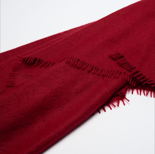 Handwoven Fine Felted Cashmere Shawl - Claret