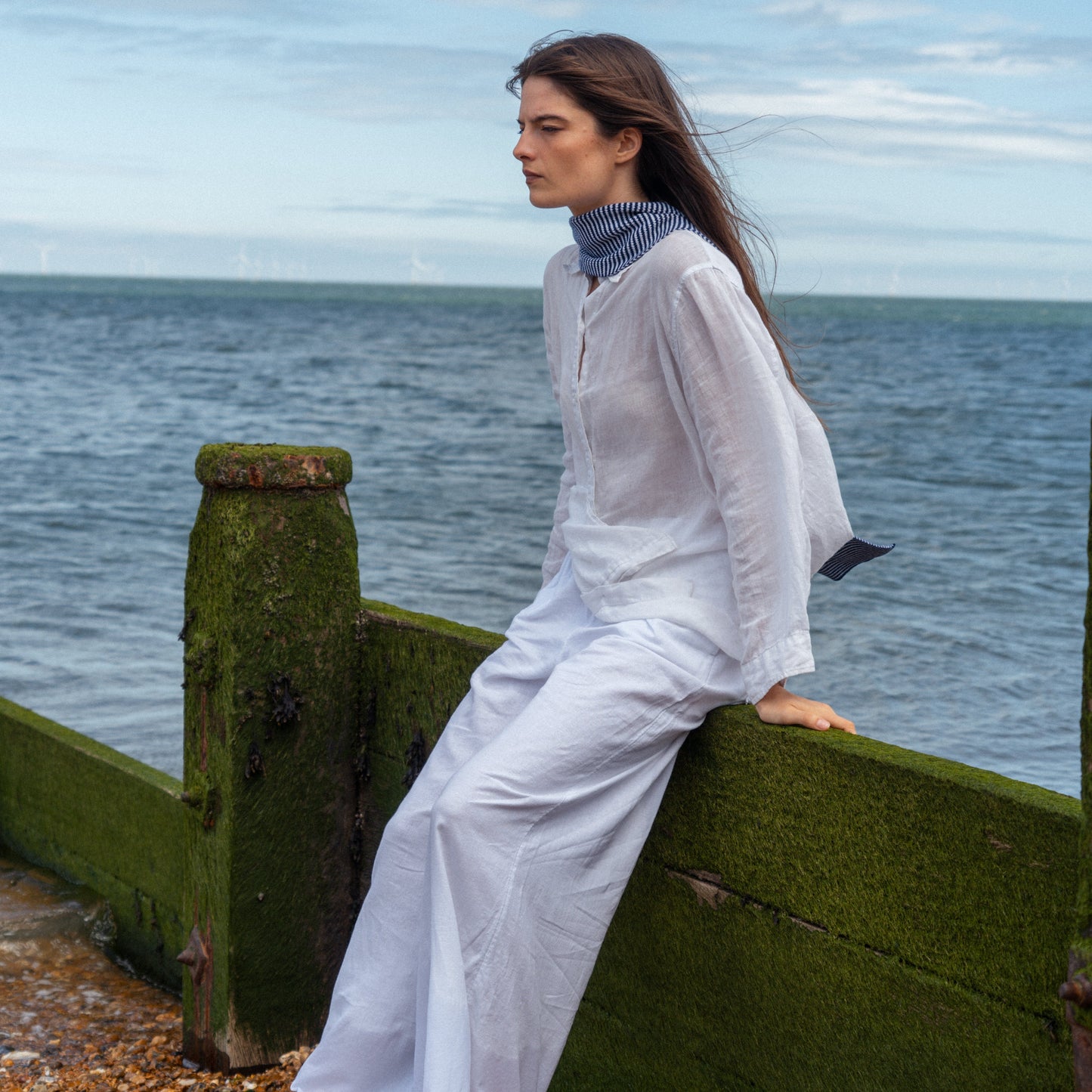 Navy & Light Grey - Cashmere Scarf