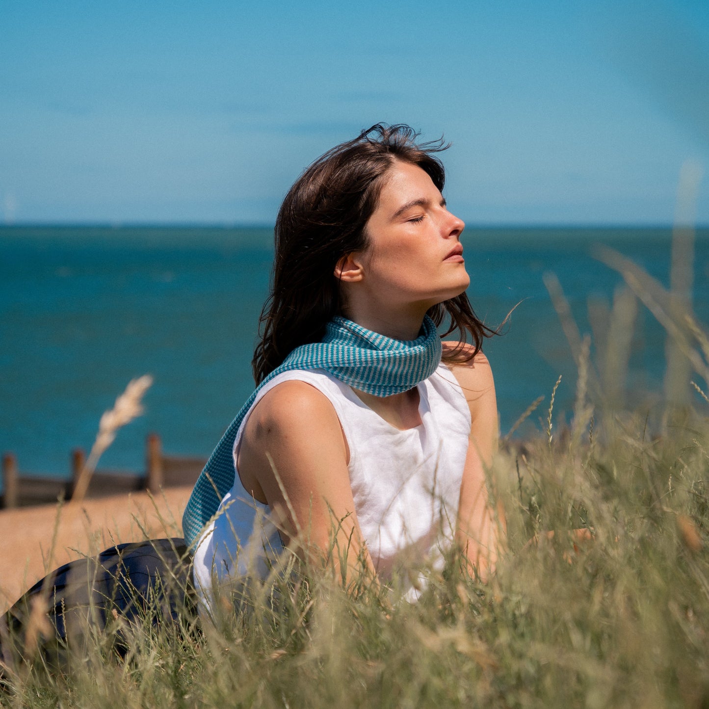 Titanic - Ocean Blue & Light Grey Cashmere Scarf