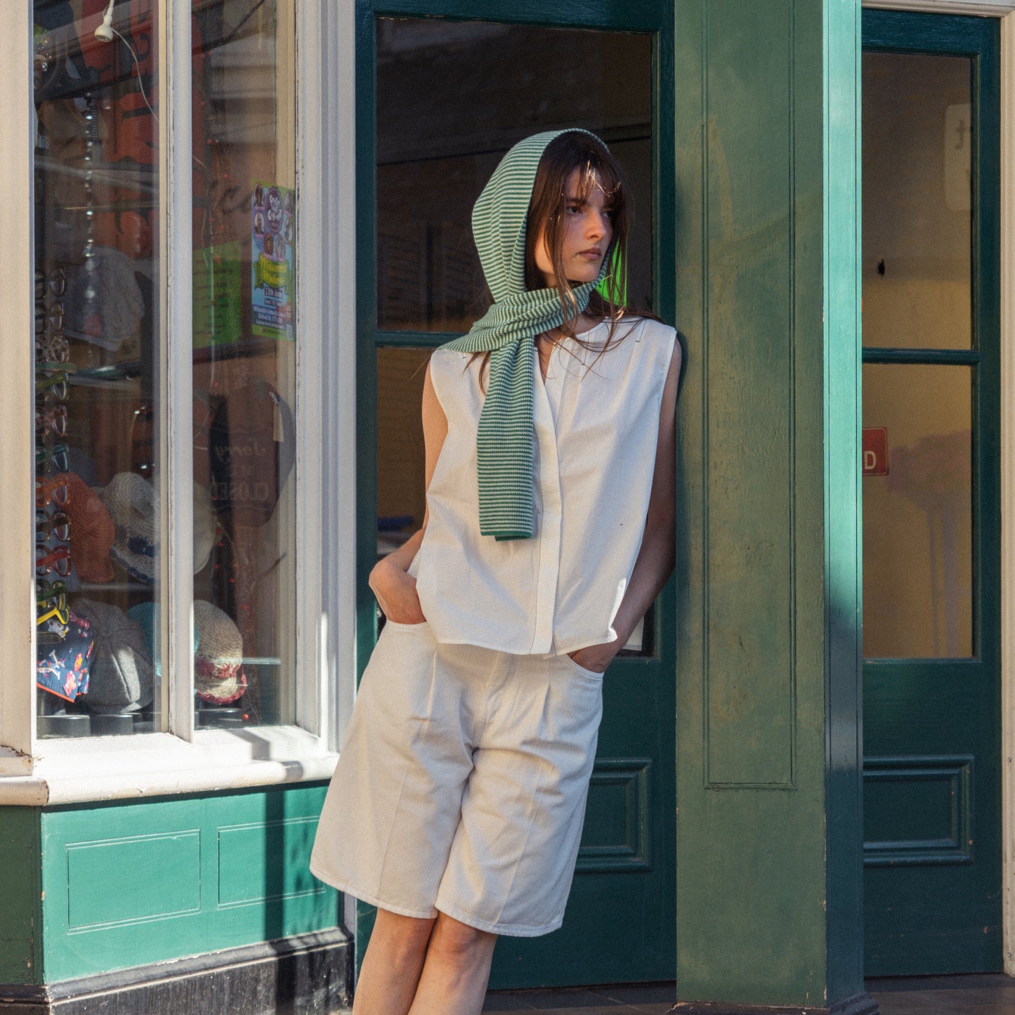 Jade Green & Cream - Cashmere Scarf