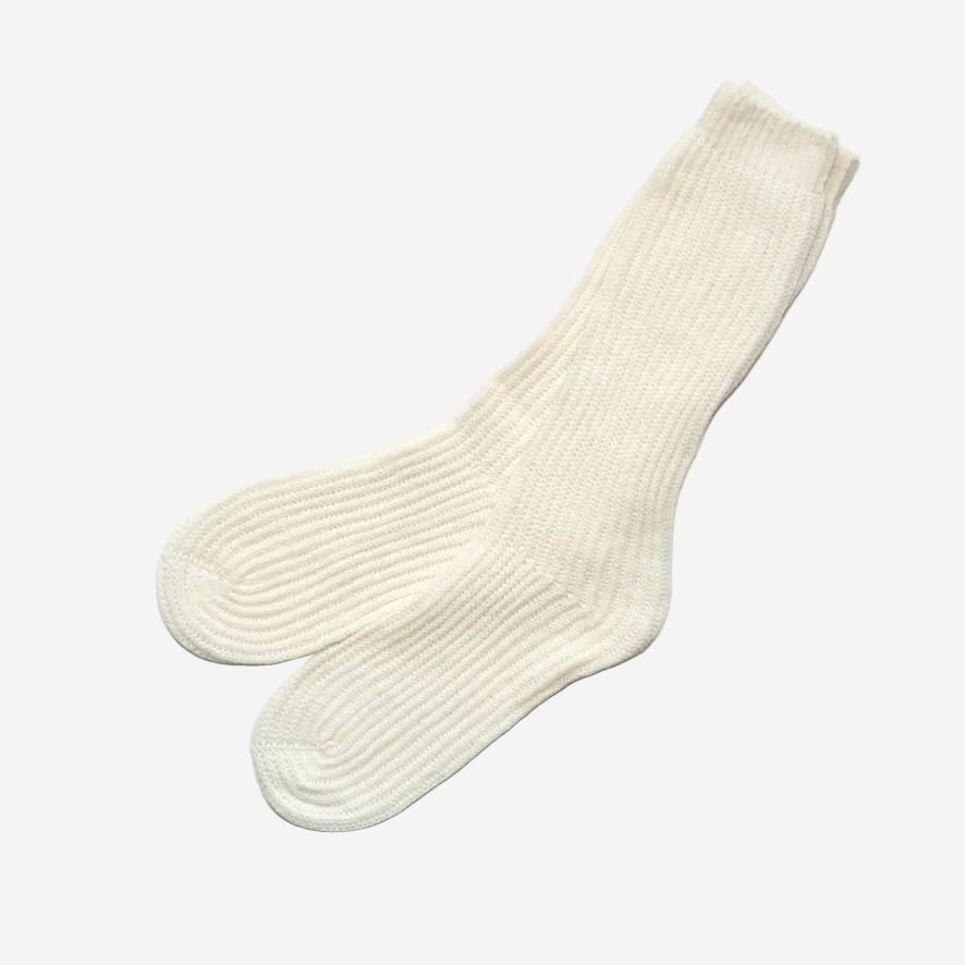 Women's Cream Long Ribbed Socks