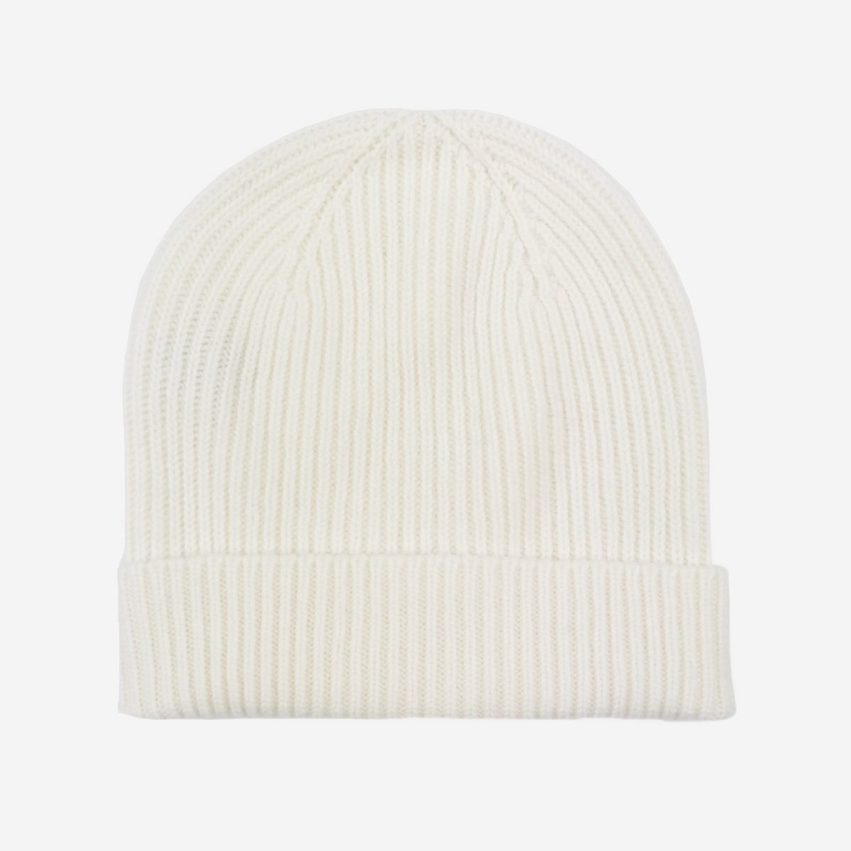 Cream 3 Ply Cashmere Ribbed Beanie